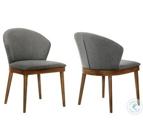 Juno Charcoal Fabric And Walnut Wood Side Chair Set of 2