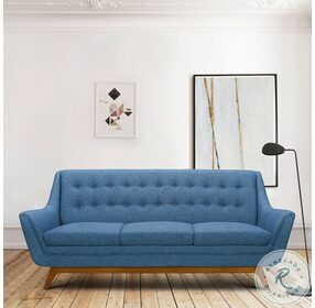 Janson Blue Fabric Mid Century Sofa