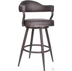 Justin Vintage Brown 26" Counter Height Upholstered Bar Stool With Brown Powder Coated Legs