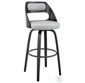 Julius Gray Faux Leather And Black Wood 26" Counter Height Stool