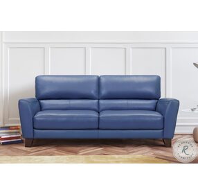 Kester 81" Square Arm Blue Leather Sofa