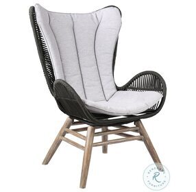 King Grey Cushion And Light Eucalyptus Wood Outdoor Lounge Chair