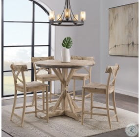 Keaton Natural Round Counter Height Dining Room Set