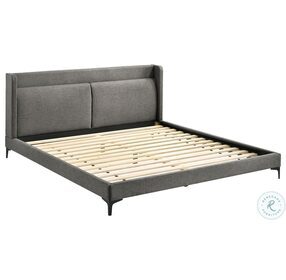 Legend Gray Fabric King Upholstered Platform Bed