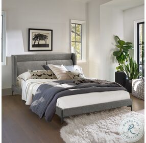 Legend Gray Fabric Upholstered Platform Bedroom Set