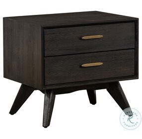 Baly Brushed Brown Mid Century 2 Drawer Nightstand