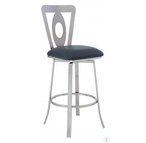 Lola Brushed Stainless Steel And Grey Faux Leather 30" Bar Stool