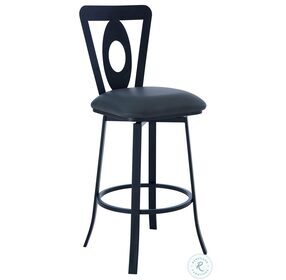Lola Gray Faux Leather And Matte Black Contemporary 26" Counter Height Stool