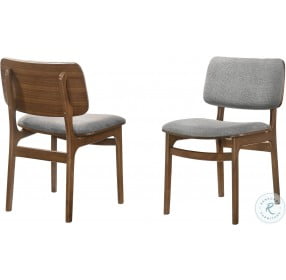 Lima Walnut And Grey Fabric Dining Chair Set Of 2