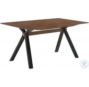 Laredo 63" Walnut Wood Dining Table With Black Legs