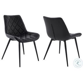 Loralie Black Faux Leather and Black Metal Dining Chair Set of 2