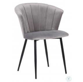 Lulu Black Powder Coated And Grey Velvet Dining Chair