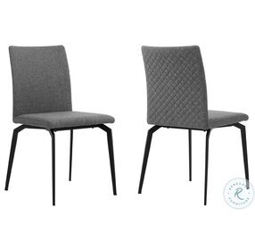 Lyon Gray Fabric and Metal Dining Chair Set of 2