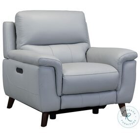 Lizette Dove Gray Genuine Leather Contemporary Power Recliner Chair