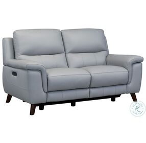 Lizette Dove Gray Genuine Leather Contemporary Power Reclining Loveseat