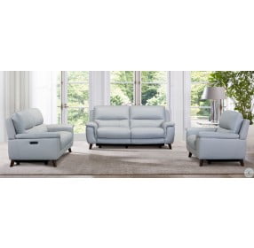 Lizette Dove Grey Genuine Leather Power Reclining Living Room Set