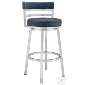 Madrid Blue Faux Leather 26" Swivel Counter Height Stool