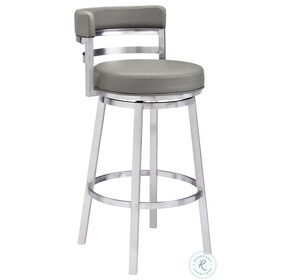 Madrid Grey Faux Leather 26" Swivel Counter Height Stool