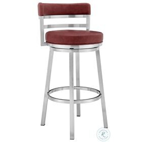 Madrid Red Faux Leather 30" Swivel Bar Stool