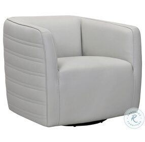 Melanie Swivel Dove Grey Genuine Leather Barrel Chair