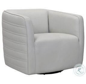 Melanie Dove Gray Genuine Leather Swivel Barrel Chair