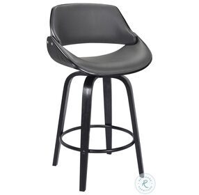 Mona Grey Faux Leather And Black Wood 26" Swivel Counter Height Stool