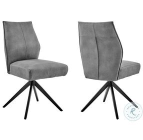 Monarch Charcoal Fabric And Black Matte Powder Coating Swivel Dining Chair Set Of 2