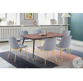 Messina Grey Velvet Rectangular Dining Room Set
