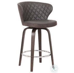 Mynette Brown Faux Leather 26" Swivel Counter Height Stool