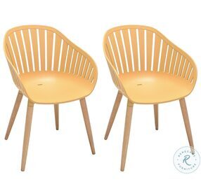 Nassau Honey Yellow And Natural Wood Outdoor Dining Chair Set of 2