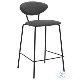 Neo Gray Faux Leather And Metal Modern 26" Counter Height Stool