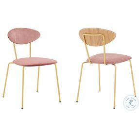 Neo Rose Pink Velvet And Gold Metal Modern Dining Chair Set of 2