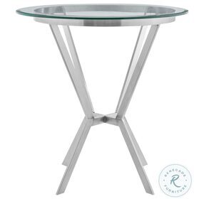 Naomi Glass And Brushed Stainless Steel Round Bar Table