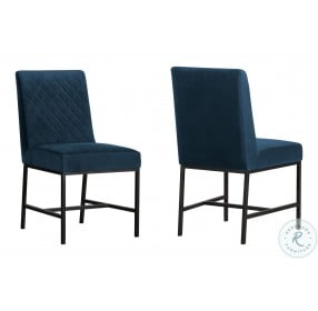 Napoli Blue Velvet And Black Leg Modern Accent Dining Chair Set Of 2