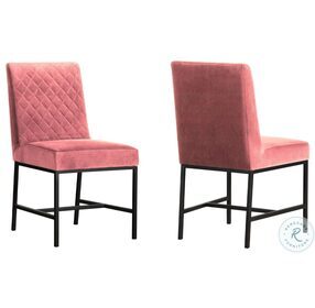 Napoli Pink Velvet and Black Leg Modern Dining Chair Set of 2