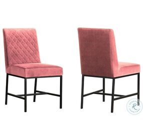 Napoli Pink Velvet Modern Accent Dining Chair Set of 2