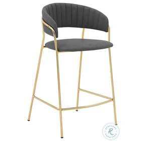 Nara Gray Faux Leather And Gold Metal 26" Counter Height Stool