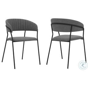 Nara Modern Gray Faux Leather and Metal Dining Chair Set of 2