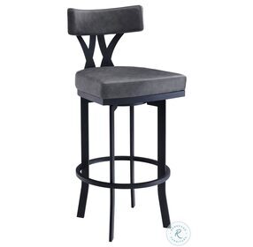 Natalie Vintage Grey Faux Leather 26" Swivel Counter Height Stool