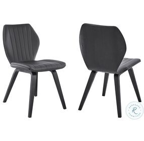 Ontario Gray Faux Leather And Black Wood Dining Chair Set of 2