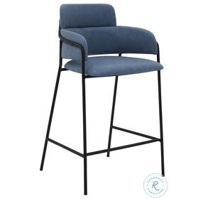 Oshen Blue Faux Leather 26" Counter Height Stool