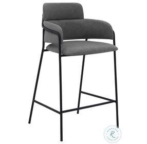 Oshen 26" Gray Faux Leather and Metal Counter Height Stool