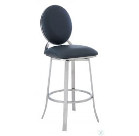 Pia Brushed Stainless Steel And Grey Faux Leather 30" Bar Stool