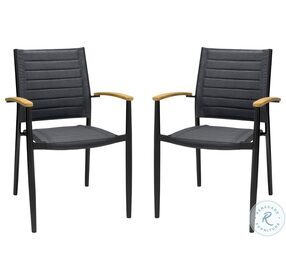 Portals Dark Grey And Black Aluminum Outdoor Dining Chair Set Of 2