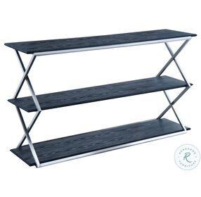 Westlake Black And Brushed Stainless Steel 3 Tier Console Table