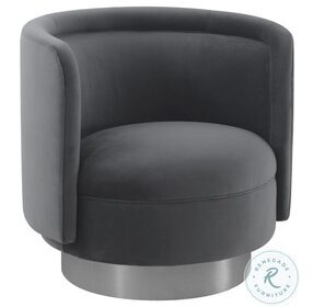 Peony Gray Fabric Swivel Accent Chair