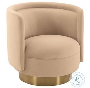 Peony Natrual Fabric Upholstered Accent Chair with Brushed Gold Legs