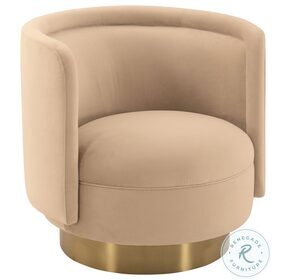 Peony Natural Fabric Swivel Accent Chair