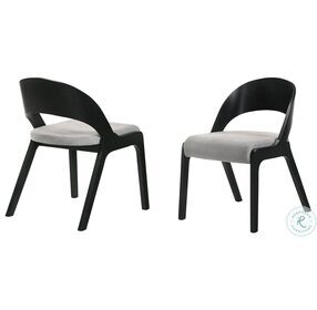 Polly Gray And Black Mid Century Upholstered Dining Chair Set of 2