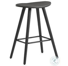 Piper Gray Faux Leather And Black Wood Backless 26" Counter Height Stool
